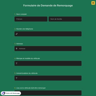 Formulaire de Demande de Remorquage