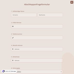 Abschleppanfrageformular