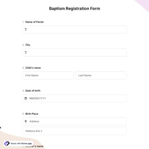 Baptism Registration Form