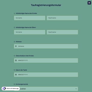 Taufregistrierungsformular