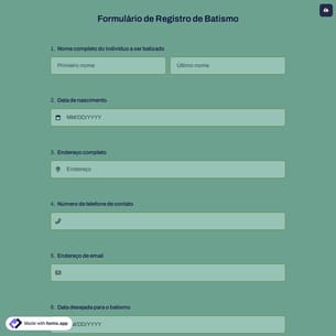 Formulário de Registro de Batismo