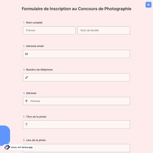 Formulaire de Inscription au Concours de Photographie