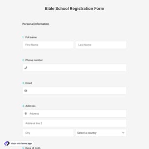 Bible School Registration Form