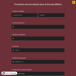 Formulario de Inscripción para la Escuela Bíblica