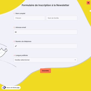 Formulaire de Inscription à la Newsletter