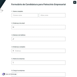Formulário de Candidatura para Patrocínio Empresarial