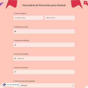 Formulário de Patrocínio para Festival