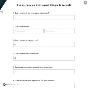 Questionário do Cliente para Design de Website