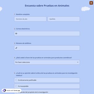Encuesta sobre Pruebas en Animales