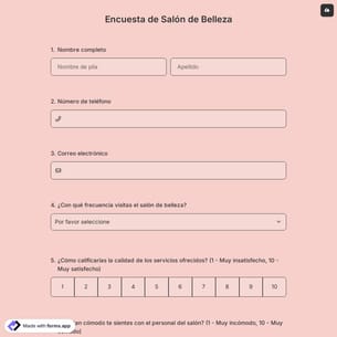 Encuesta de Salón de Belleza
