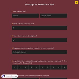 Sondage de Rétention Client