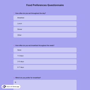 Food Preferences Questionnaire