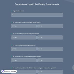 Occupational Health And Safety Questionnaire