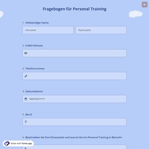 Fragebogen für Personal Training