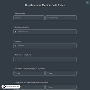 Questionnaire Médical de la Police