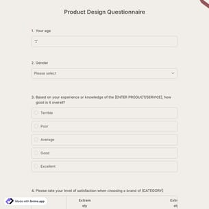Product Design Questionnaire