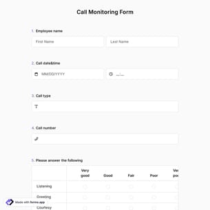 Call Monitoring Form
