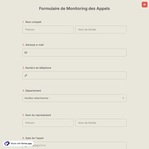 Formulaire de Monitoring des Appels