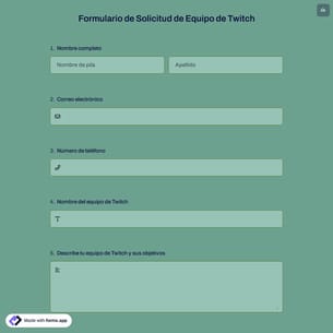 Formulario de Solicitud de Equipo de Twitch