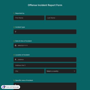 Offense Incident Report Form