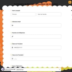 Formulaire de Rapport de Incident de Infraction