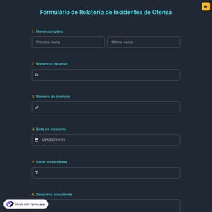 Formulário de Relatório de Incidentes de Ofensa