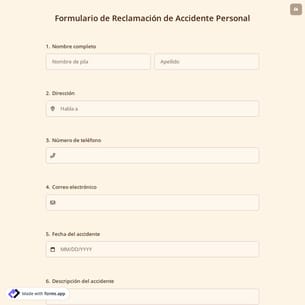 Formulario de Reclamación de Accidente Personal