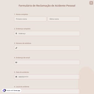 Formulário de Reclamação de Acidente Pessoal