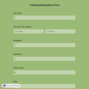 Training Nomination Form