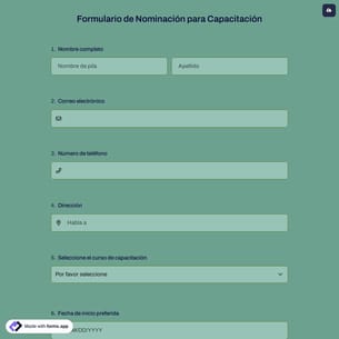 Formulario de Nominación para Capacitación