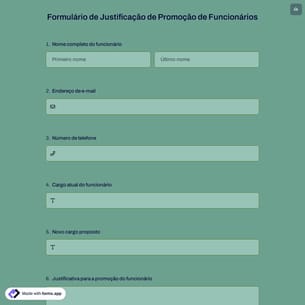 Formulário de Justificação de Promoção de Funcionários