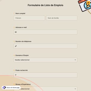 Formulaire de Liste de Emplois