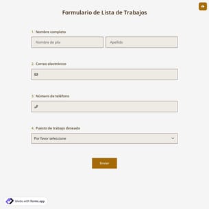 Formulario de Lista de Trabajos