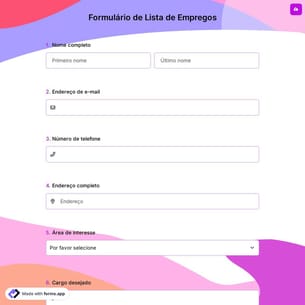 Formulário de Lista de Empregos