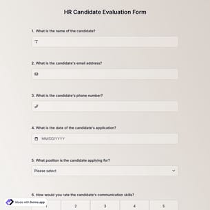 HR Candidate Evaluation Form
