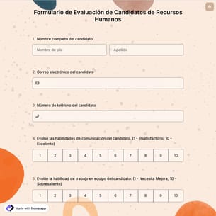 Formulario de Evaluación de Candidatos de Recursos Humanos