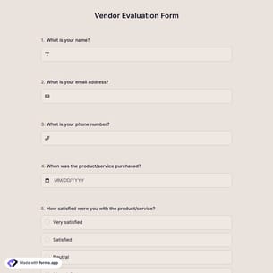 Vendor Evaluation Form