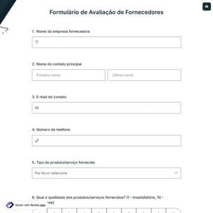 Formulário de Avaliação de Fornecedores