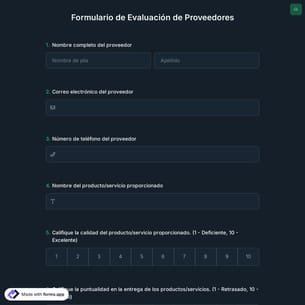 Formulario de Evaluación de Proveedores