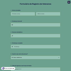 Formulário de Registro de Veteranos