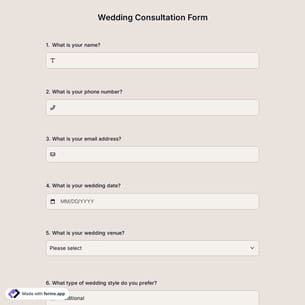 Wedding Consultation Form