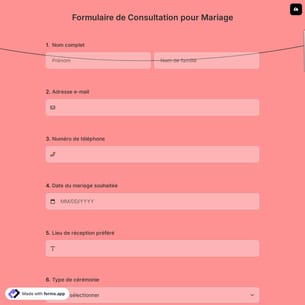 Formulaire de Consultation pour Mariage