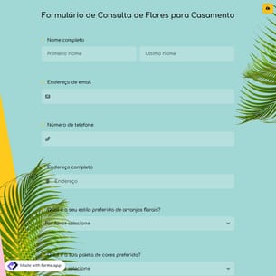 Formulário de Consulta de Flores para Casamento