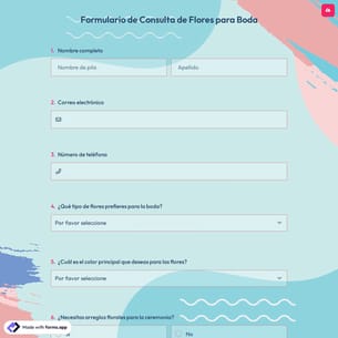 Formulario de Consulta de Flores para Boda