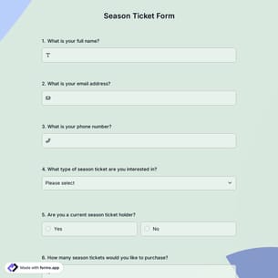 Season Ticket Form