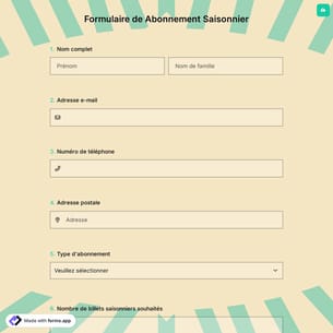 Formulaire de Abonnement Saisonnier