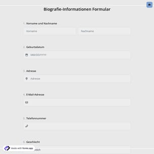 Biografie-Informationen Formular