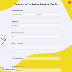 Formulario de Admisión de Derecho de Familia