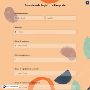 Formulario de Registro de Pasaporte
