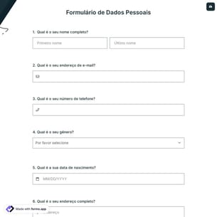 Formulário de Dados Pessoais
